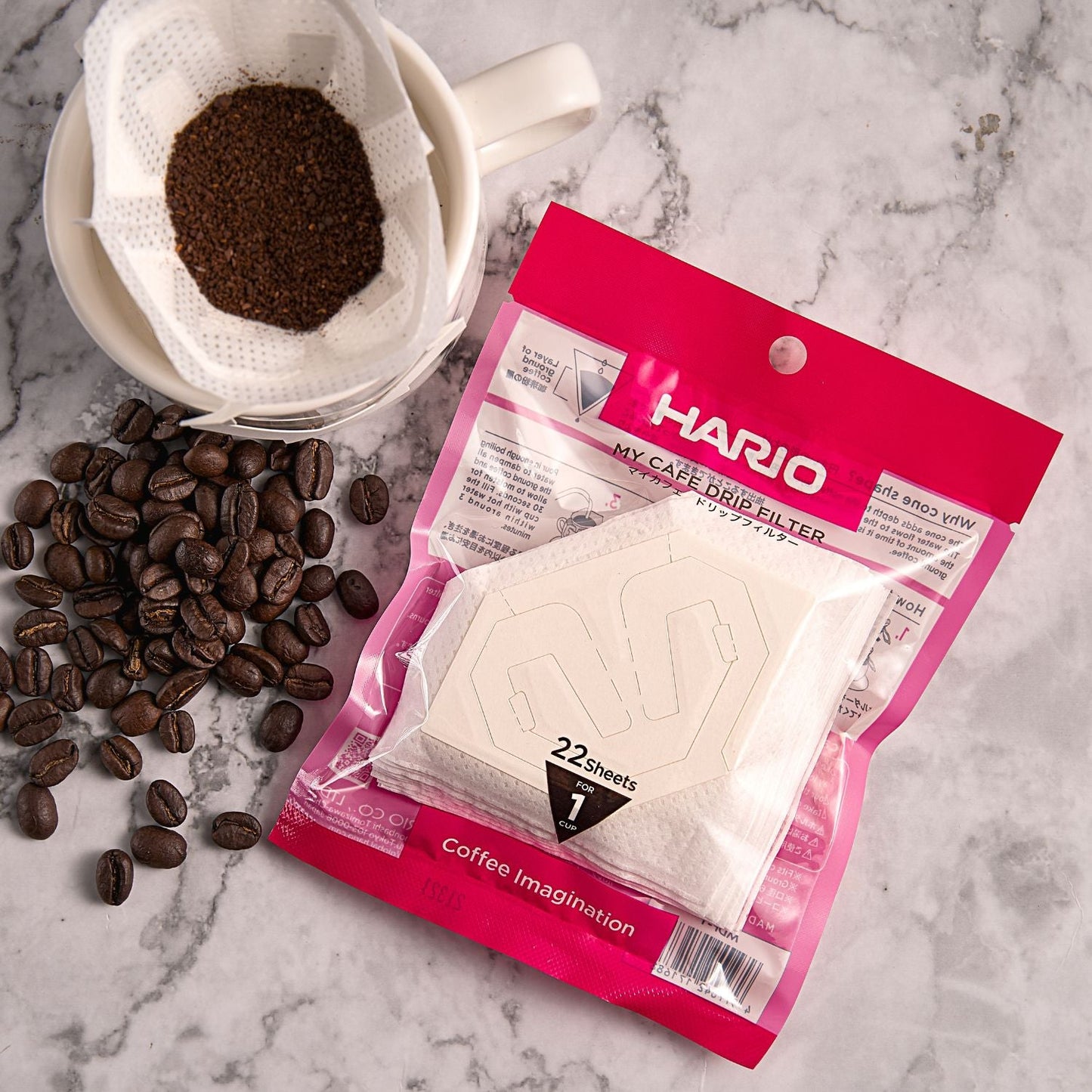 HARIO 漂白掛耳式咖啡濾紙 1杯份量 (22pcs)