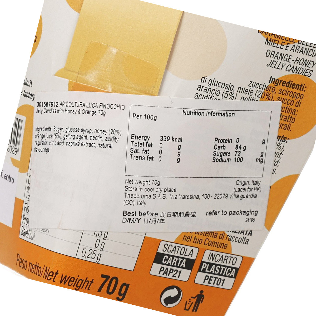 APICOLTURA LUCA FINOCCHIO 蜂蜜橙軟糖 (70g)