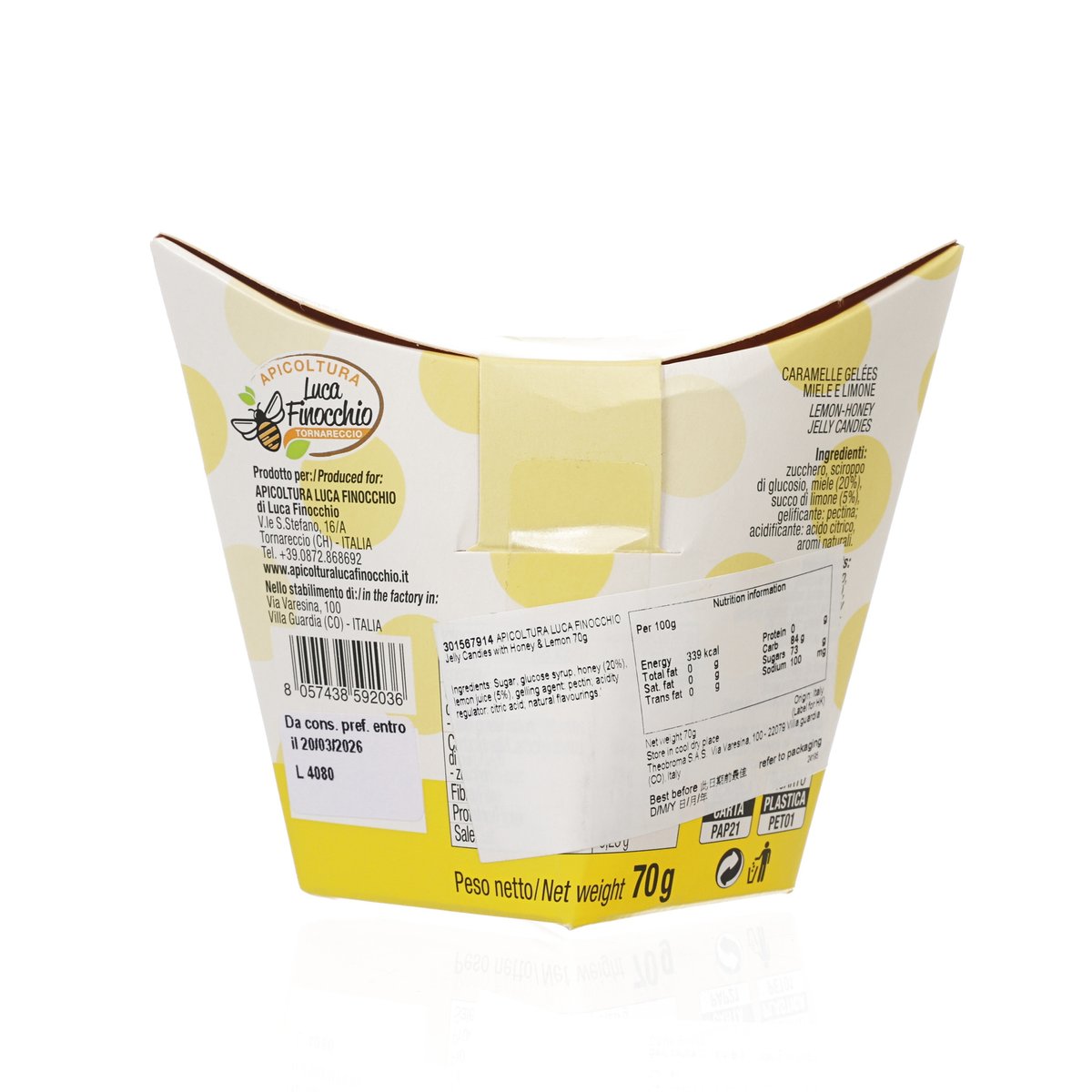 APICOLTURA LUCA FINOCCHIO 蜂蜜檸檬軟糖 (70g)