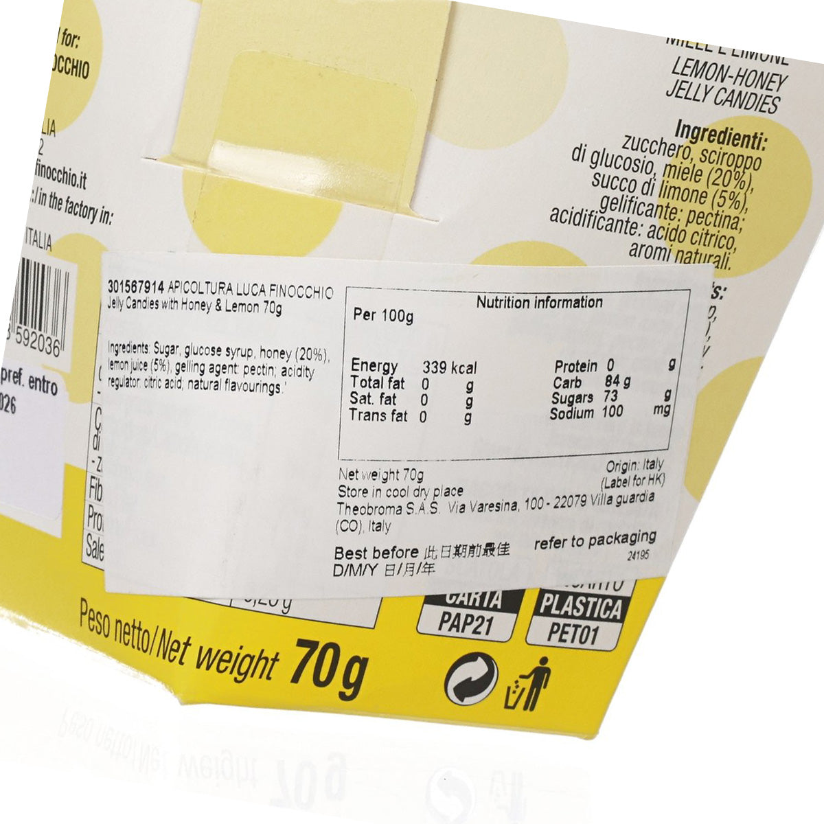 APICOLTURA LUCA FINOCCHIO 蜂蜜檸檬軟糖 (70g)