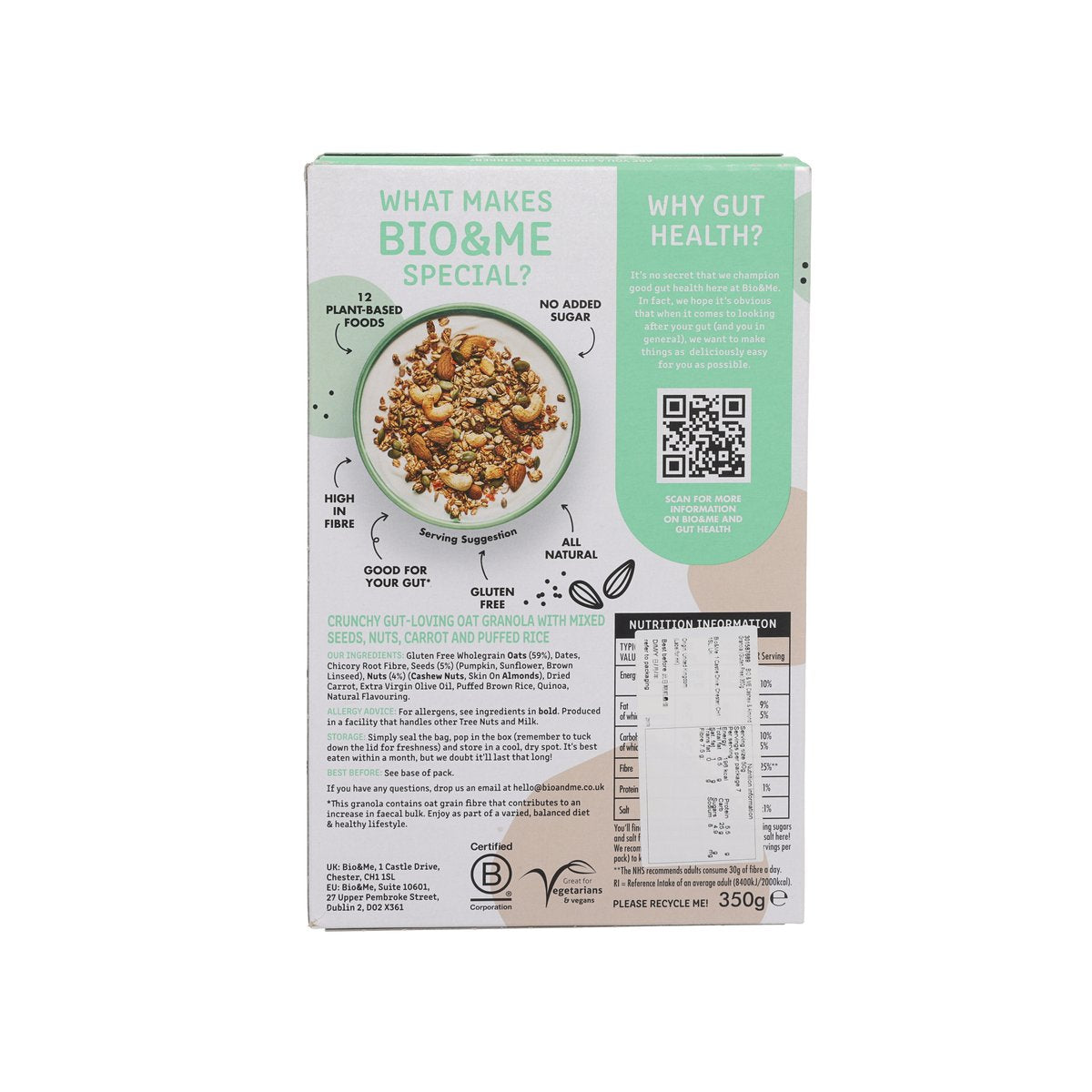 BIO & ME 腰果杏仁燕麥早餐 (無麩質) (350g)