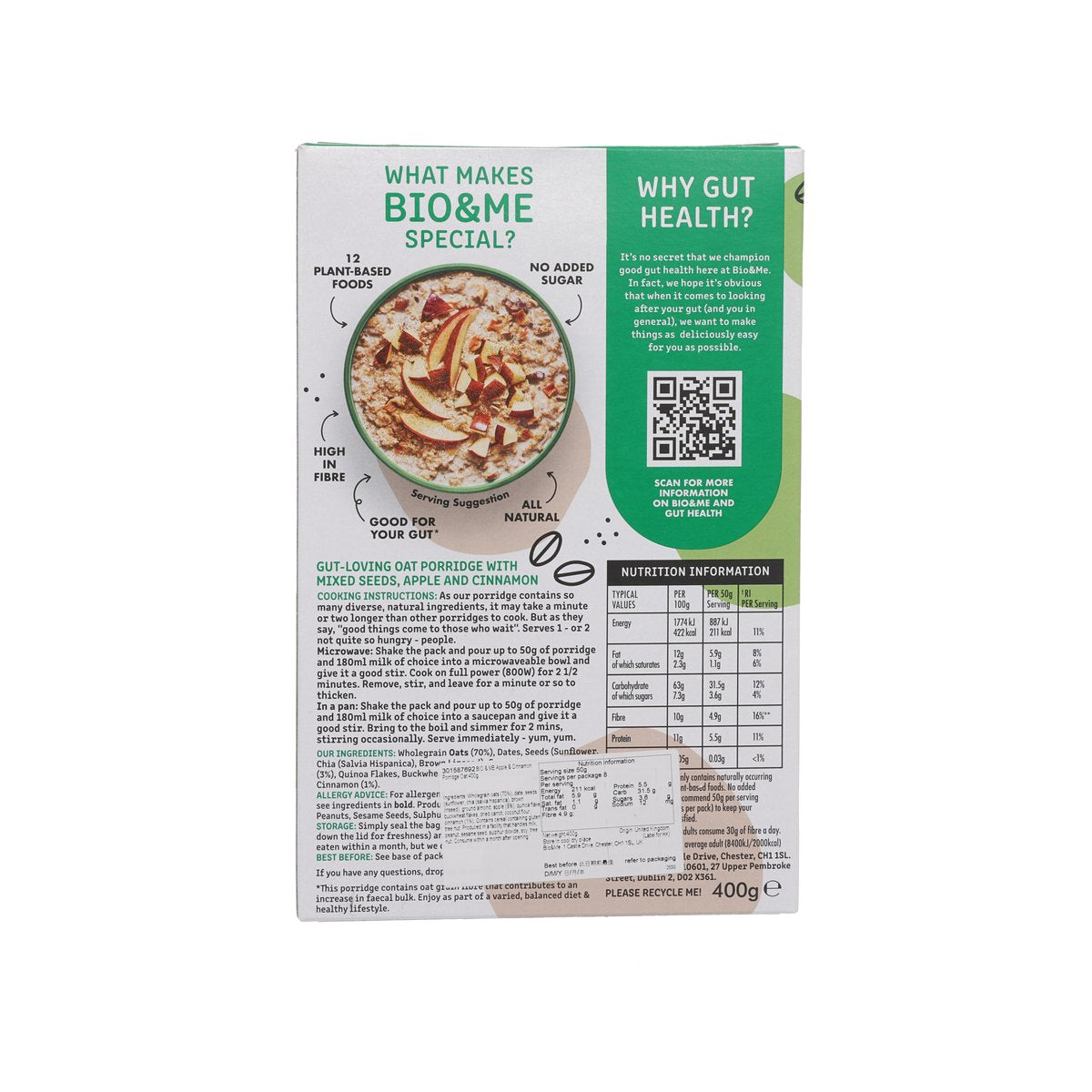 BIO & ME 肉桂蘋果麥片粥 (400g)