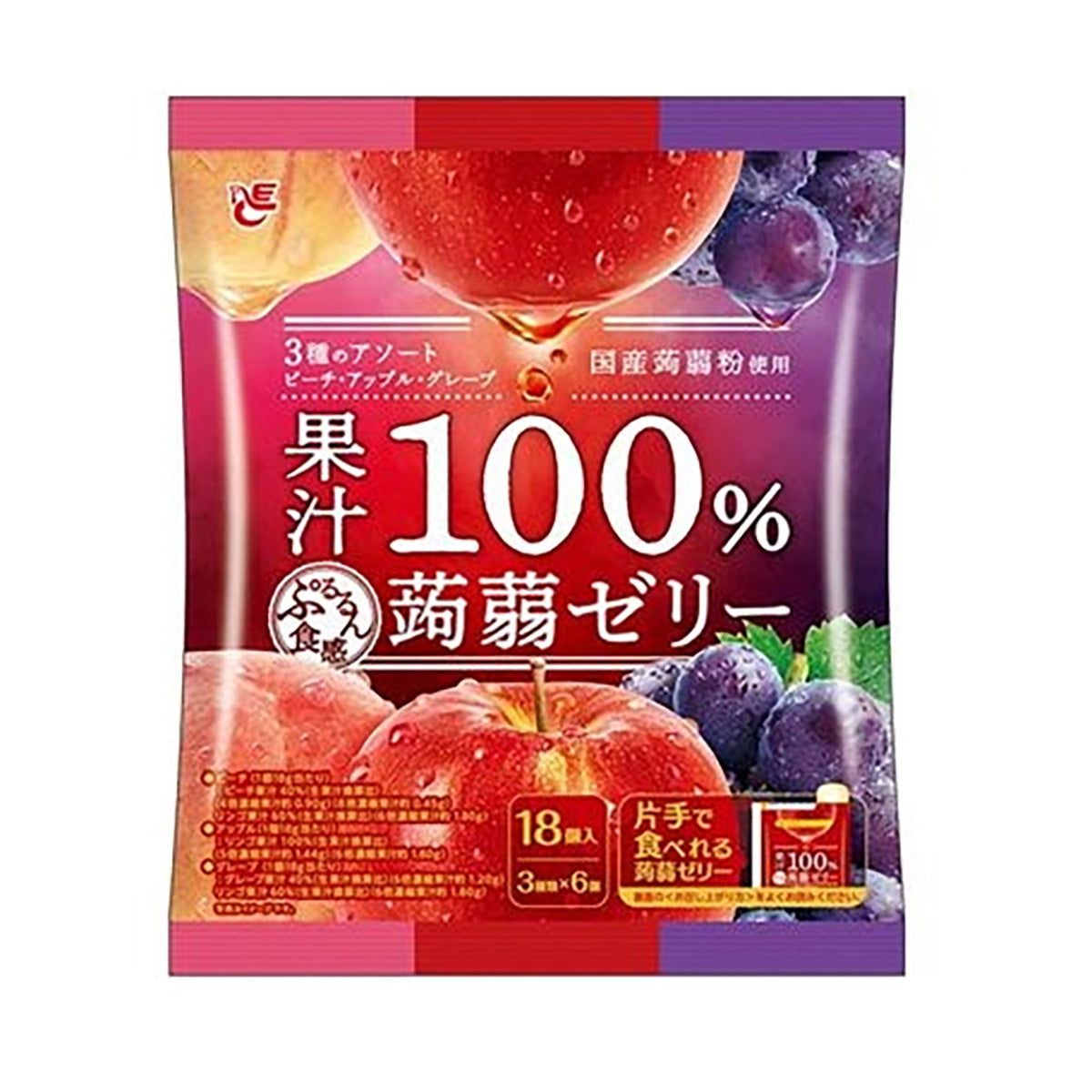 ACE BAKERY 果汁100%蒟蒻啫喱 3種水果雜錦 (18 x 18g)