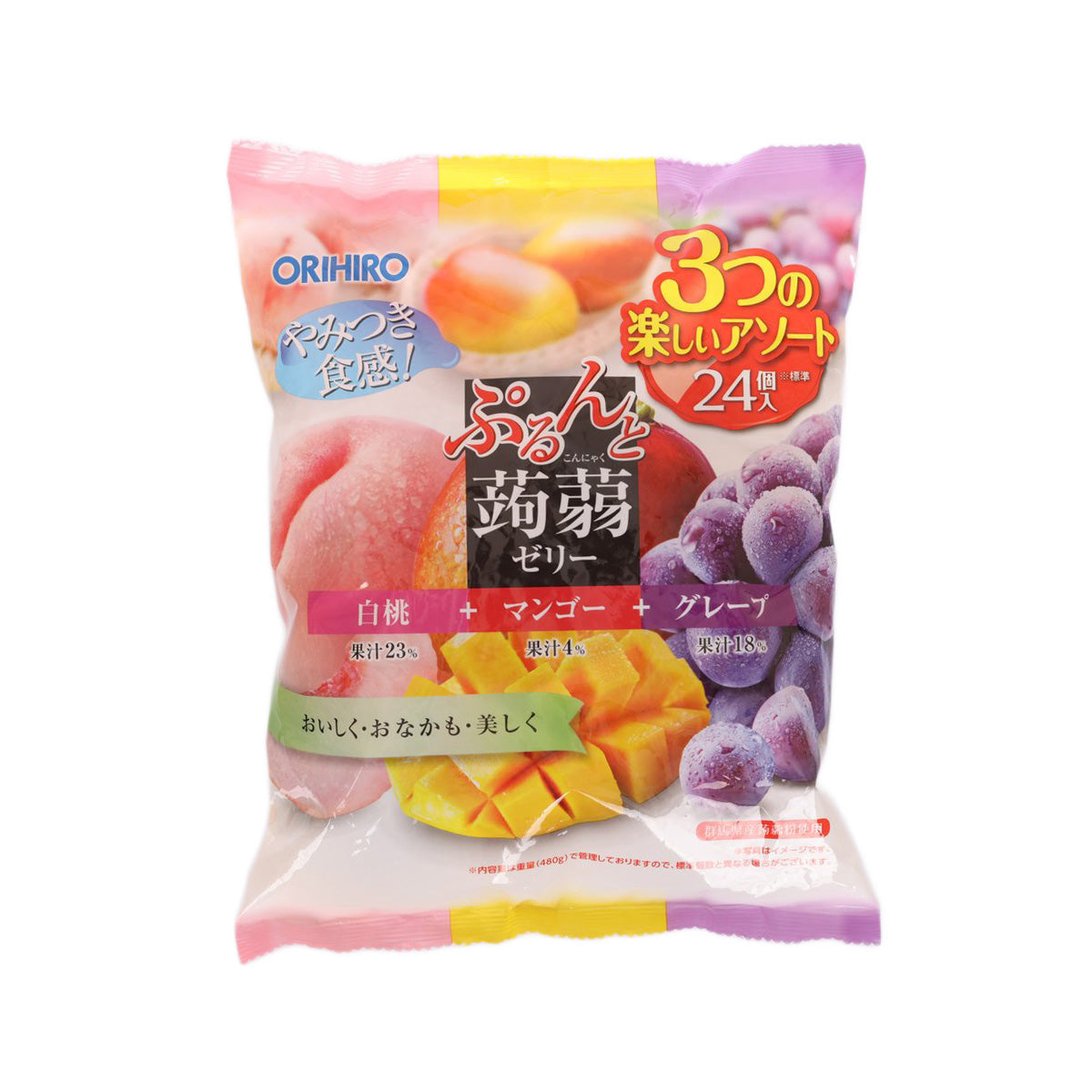 ORIHIRO 蒟蒻啫喱 - 桃, 芒果及提子 (24pcs)