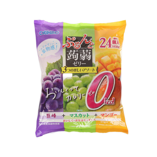 ORIHIRO 0卡路里蒟蒻啫喱 - 巨峰提子&青提子&芒果 (432g)