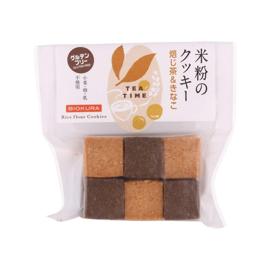 BIOKURA 無麩質 & 不含蛋奶類米粉曲奇 - 焙茶&黃豆粉 (12pcs)