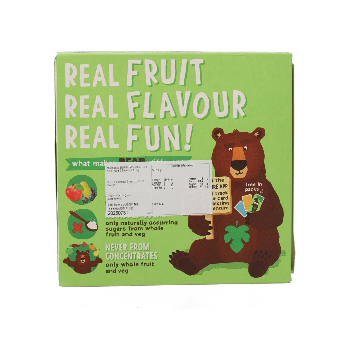 BEAR 蘋果及黑加侖子味水果卷 (100g)
