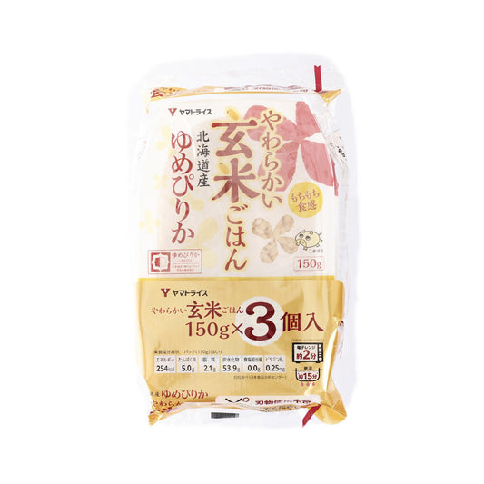 YAMATOSANGYO 即食軟玄米飯 - 北海道夢披利加米 (3 x 150g)