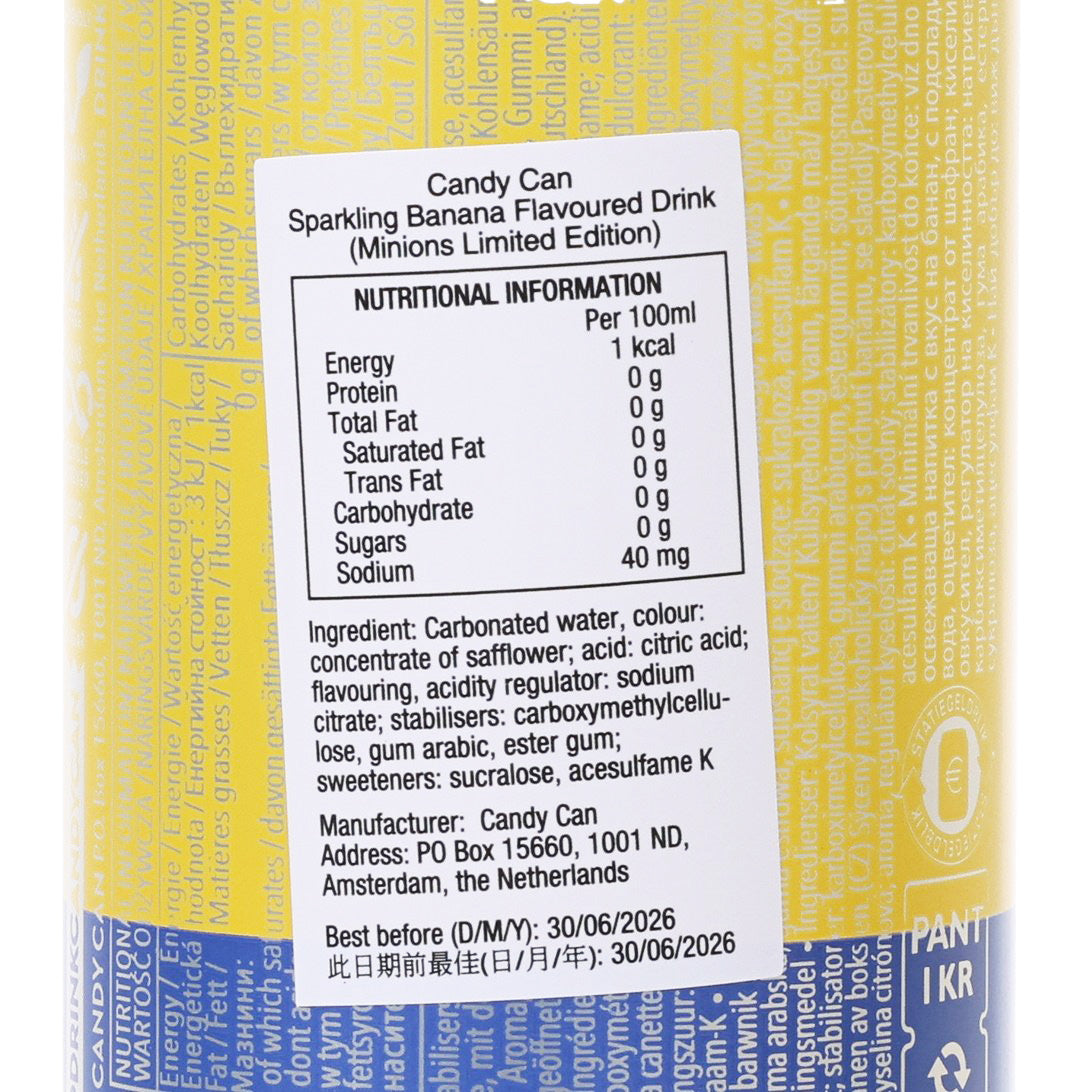 CANDY CAN 無糖有氣香蕉味飲品 (迷你兵團限量版) [罐裝] (330mL)